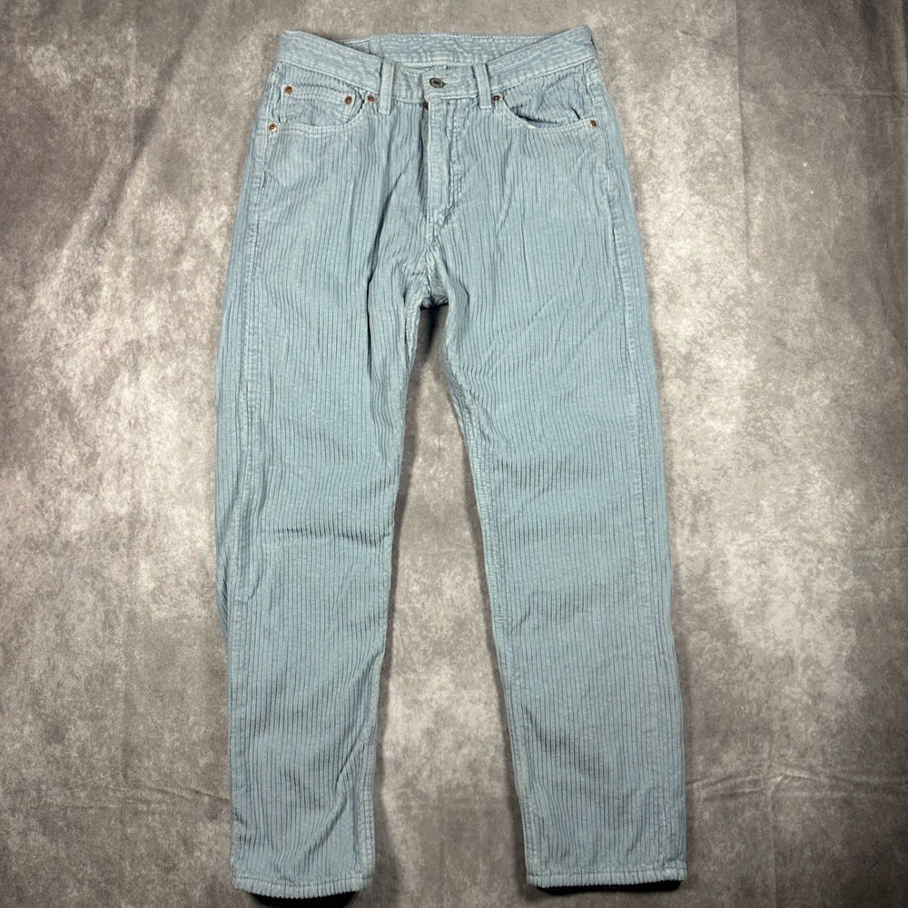 Levis 505 Regular Fit Corduroy Pants Mens 32x30 Light Blue Straight Leg Casual